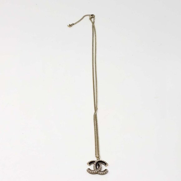 Auth Chanel CC Necklace with Pearl Silver Color - Picture 7 of 11